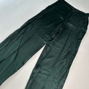 Express Women's Size 6 NWT Straight High Rise Satin Pants Dark Green